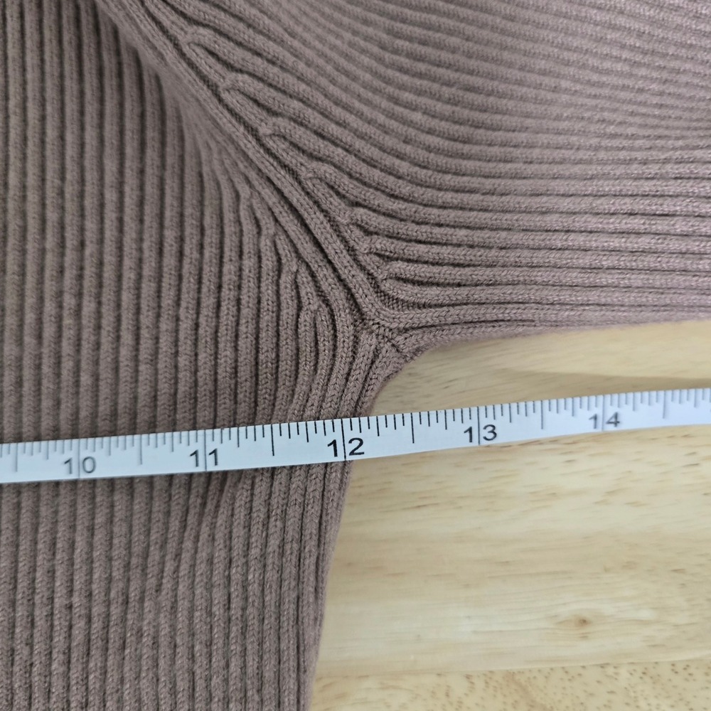 Abercrombie & Fitch Ribbed Knit Maxi Dress Side Slit Soft Taupe Tan Size Small - Picture 5 of 9